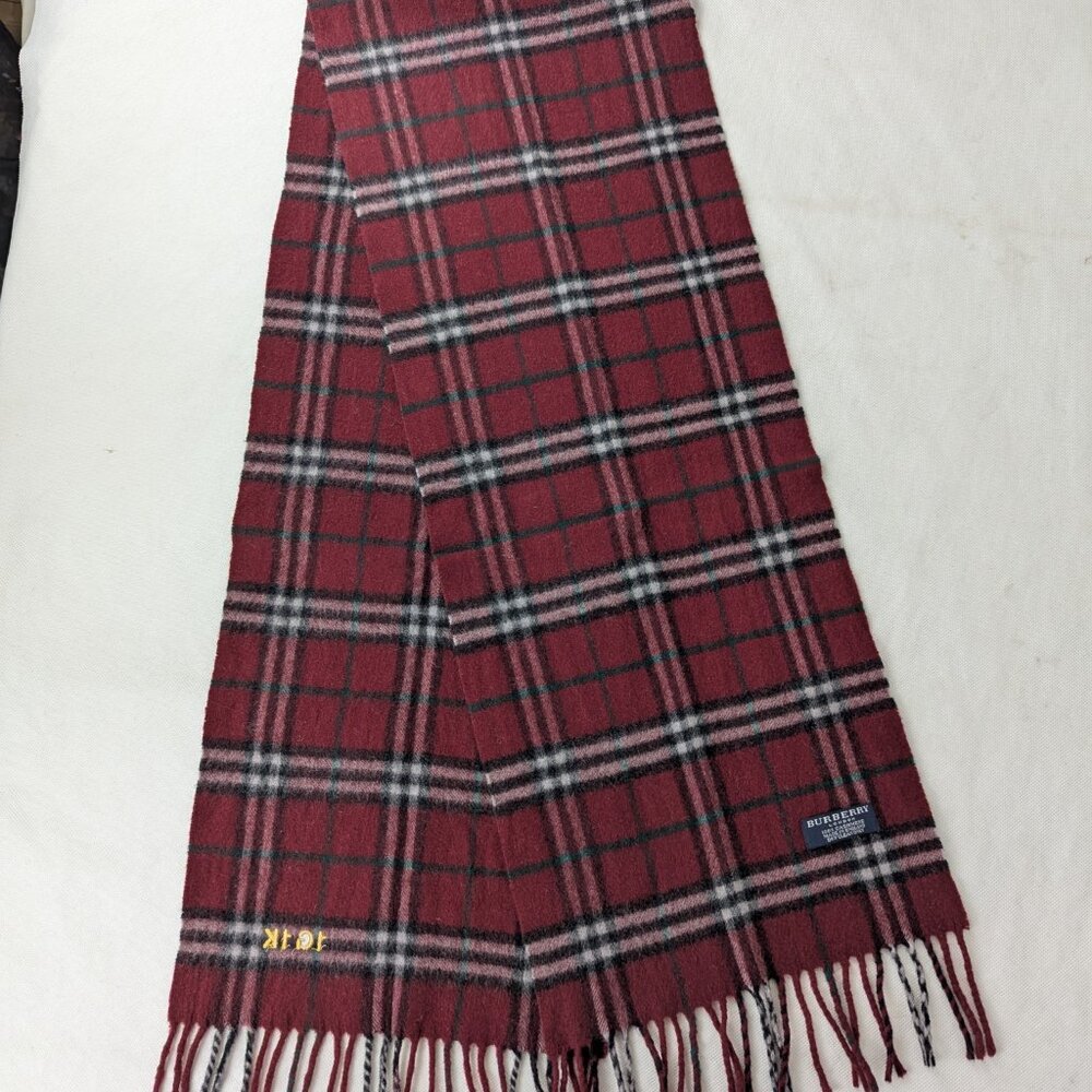 Burberry Check Cashmere Scarf Maroon | Unisex | Premium Feel | Clean Used